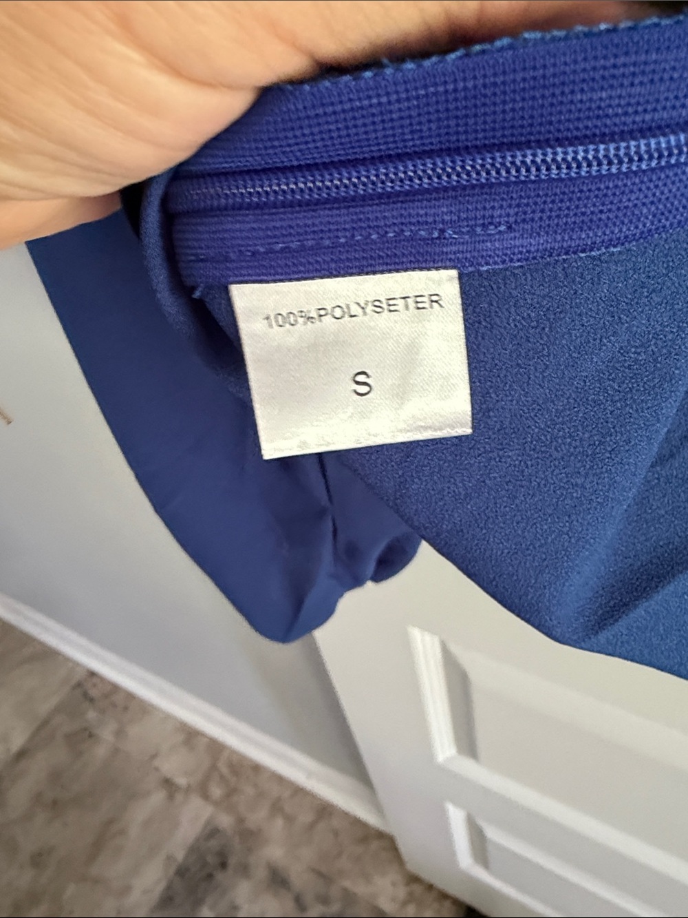 Women's Blue Tie-Neck Blouse - Picture 7 of 7